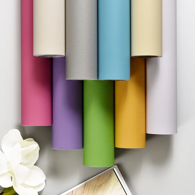 Reine Farbe selbst klebende matte Tapete Zimmer Schlafzimmer Wand dekoration Desktop-Kleider schrank wasserdichte Möbel Renovierung Aufkleber Image