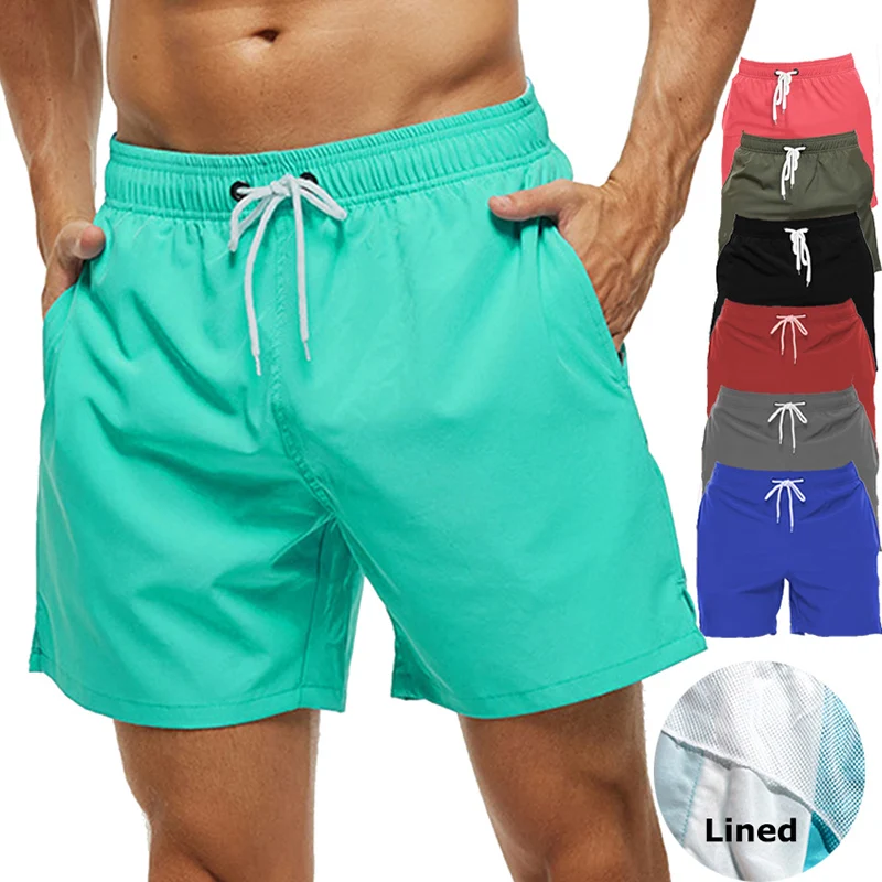 Herren Badehose Sommer Schwimm brett Shorts schnell trocknende Strands horts mit Seiten taschen und Mesh Futter Bade bekleidung Badeanzug Image