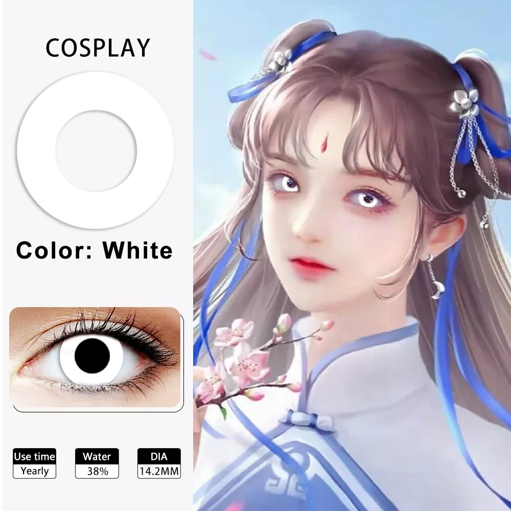 1 Paar Niedliche Anime & Vampir Cosplay Farbige Kontaktlinsen, Kräftige Lebendige Farbige Augenlinsen Perfekt für Anime Cosplay, Party-Gebrauch Image