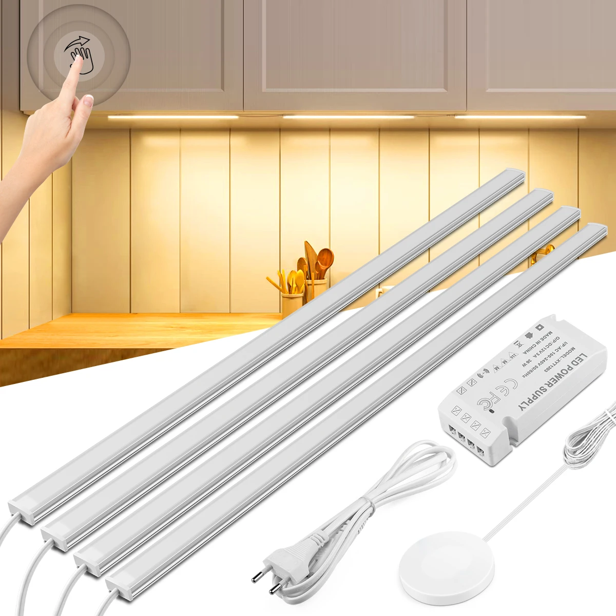 Motion Touch Sensor LED Lichter Drahtlose Licht Durchdringbare Holz Aluminium Bar Licht Schrank Garderobe Lampe Hintergrundbeleuchtung Für Küche