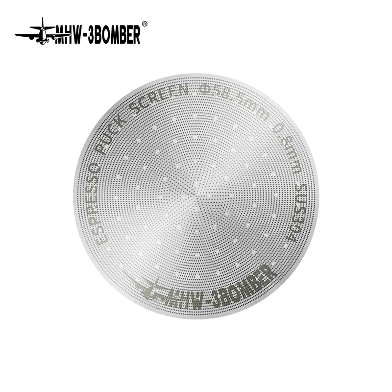 MHW-3BOMBER Espresso-Puck-Bildschirm mit Titanbeschichtung, 51/53/58,5 mm, wiederverwendbarer Metallfilter, 0,8 mm Dicke, untere Duschwand