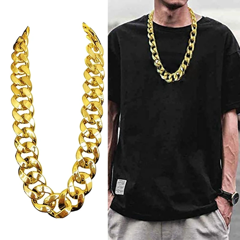 Hip Hop Gold Farbe große Acryl klobige Kette Halskette für Männer Punk übergroße große Kunststoff Glieder kette Herren schmuck