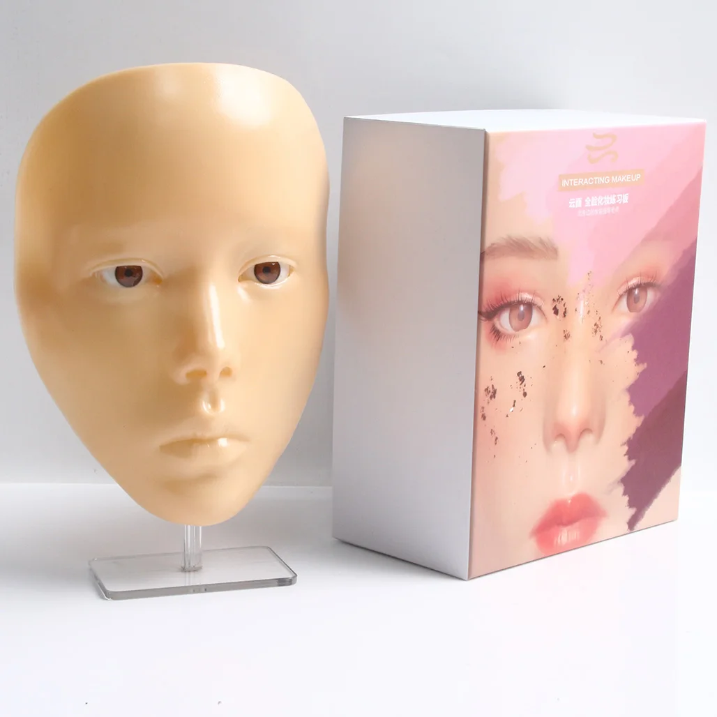 1 teile/schachtel Make-Up Praxis Gesicht Make-Up Mannequin Mit Bord 5D Silikon Praxis Wimpern Lidschatten Für Make-Up Künstler Image