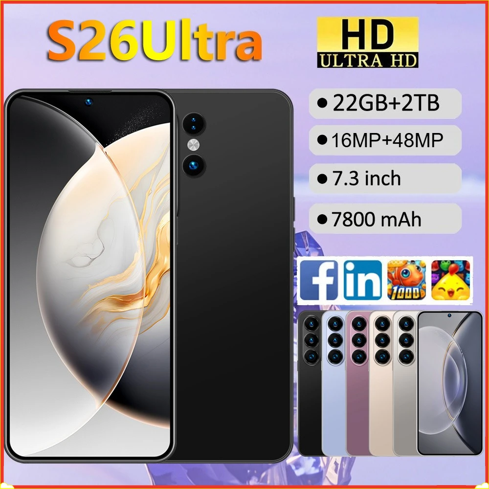 2026 Neue Mobiltelefone für S26 Ultra Smartphone Android 5G 7,3HD Handy 22G+2TB 7800mAh Entsperrt Dual-SIM WLAN Image