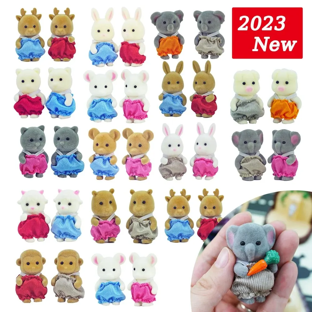 Simulation Wald Tier Baby Spielzeug Kaninchen Familie Puppen Puppenhaus Figuren Sammeln Spielzeug 4,5 CM 1:12 2PCS Möbel Set geschenk
