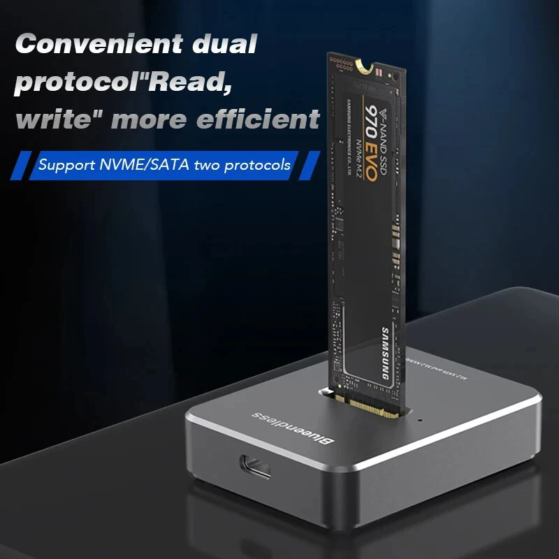 Blueendless Externe SSD-Festplatte M.2 SSD-Gehäuse 10 Gbit/s Online-Lesen Schreiben Geschwindigkeit SSD-Gehäuse für SATA NVME Dockingstation Image