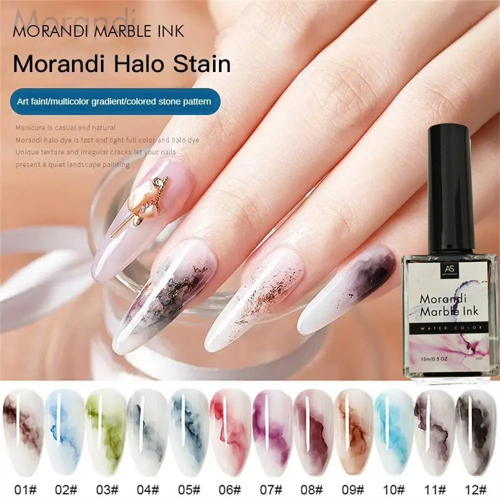 15ML Blühende Nagellack Marmor Tinte Raucheffekt Gel Aquarell Tinte Nail Art Blüten Gel Semi Permanent Soak Off UV Gel Lack Image