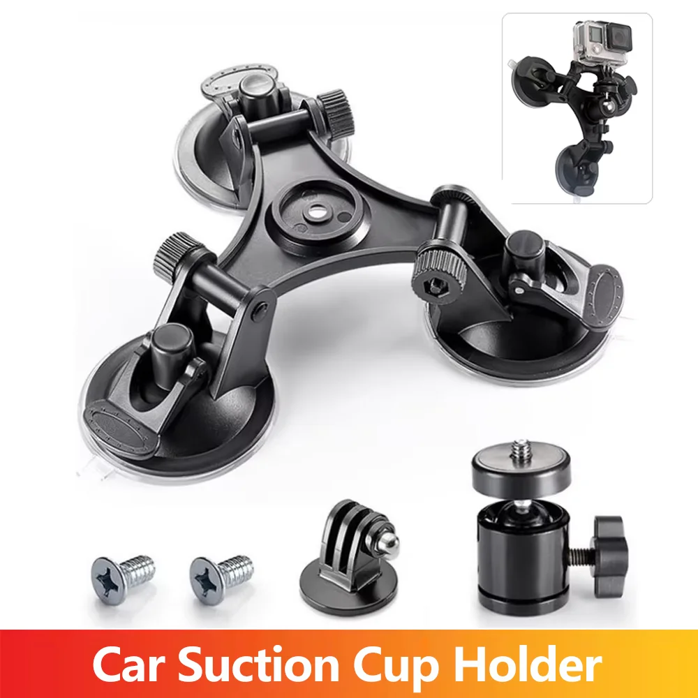3-Tassen-Auto-Saugnapfhalter, starke Halterung für GoPro Hero 13 12 11 10 9 8 Insta360 SJCAM AKASO DJI Osmo Action-Kamera-Zubehör Image