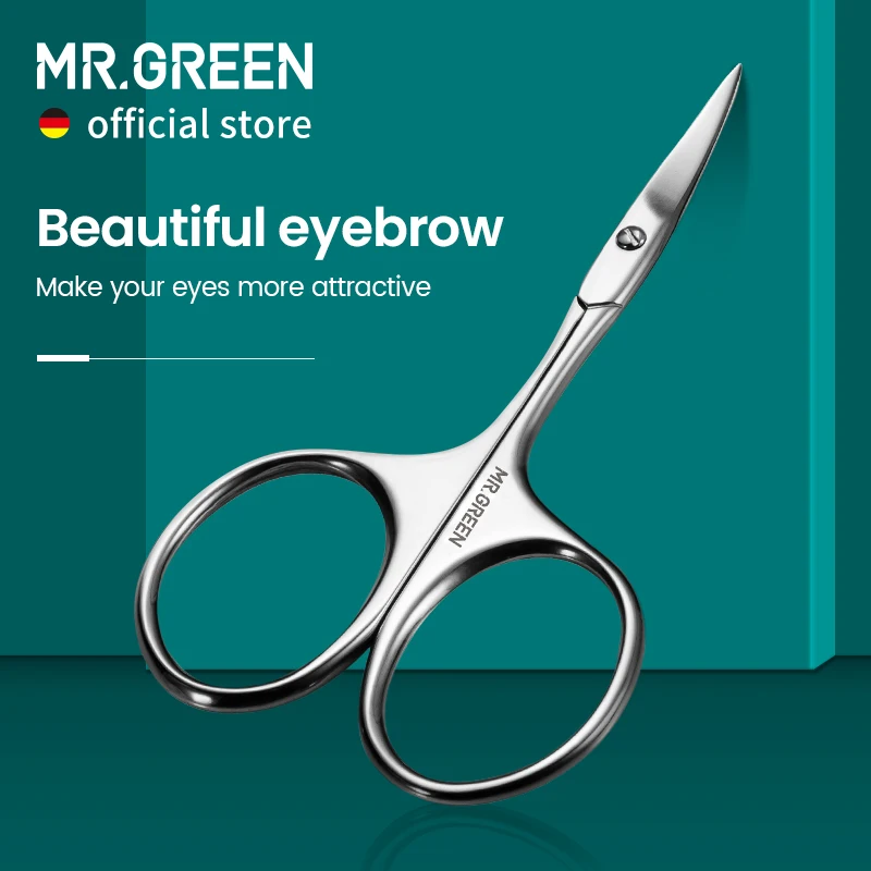 MR.GREEN Augenbrauenschere, gebogene Klinge, Nagelhautschere, professionelles Maniküre-Trimmer-Haarentferner-Werkzeug aus Edelstahl Image