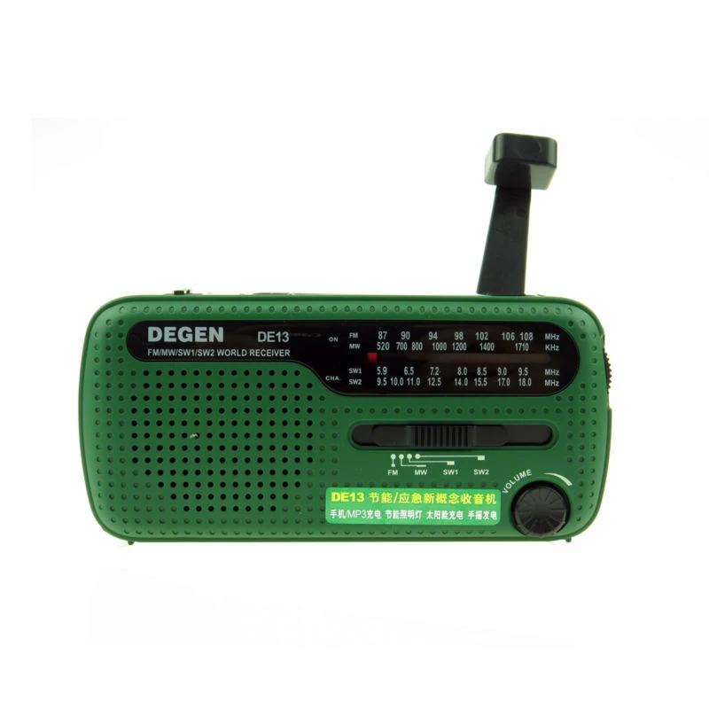 DEGEN DE13 Taschenlampe FM Sonnenwecker Radio kann Ihr Telefon stromversorgt werden Notfallradio Tragbarer FM MW SW Kurbelradioempfänger Image