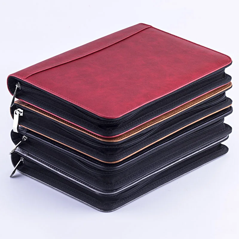 A5 Padfolio-Aktenordner, Dokumententasche mit Taschenrechner, Reißverschluss, Fichario-Ordner, Notizbuch, Aktentasche, Executive-Spiral, 6-Ring-Notizbuch Image