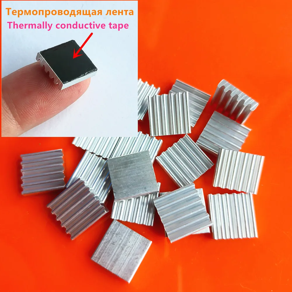 20 Teile/los 12*12*3mm Laptop Aluminium Kühlkörper Chip Kühlrippe Mit Thermisch Leitfähigen Band Motherboard Elektronische Kühler Image