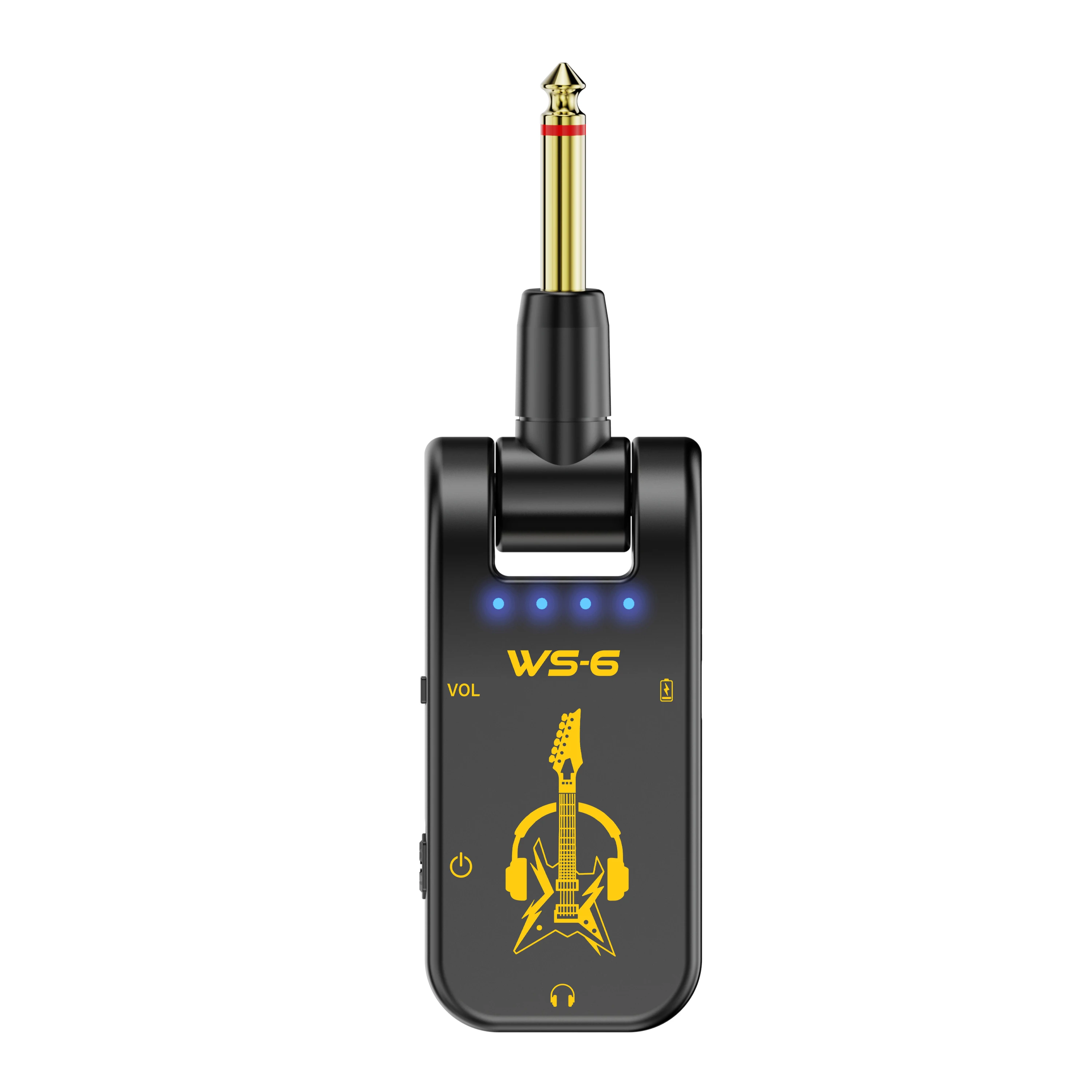 Tragbarer Gitarren-Kopfhörer-Mini-Verstärker mit wiederaufladbarem Lithium-Akku und drehbarer Audio-Buchse – perfekt für das Gitarrenübungen Image