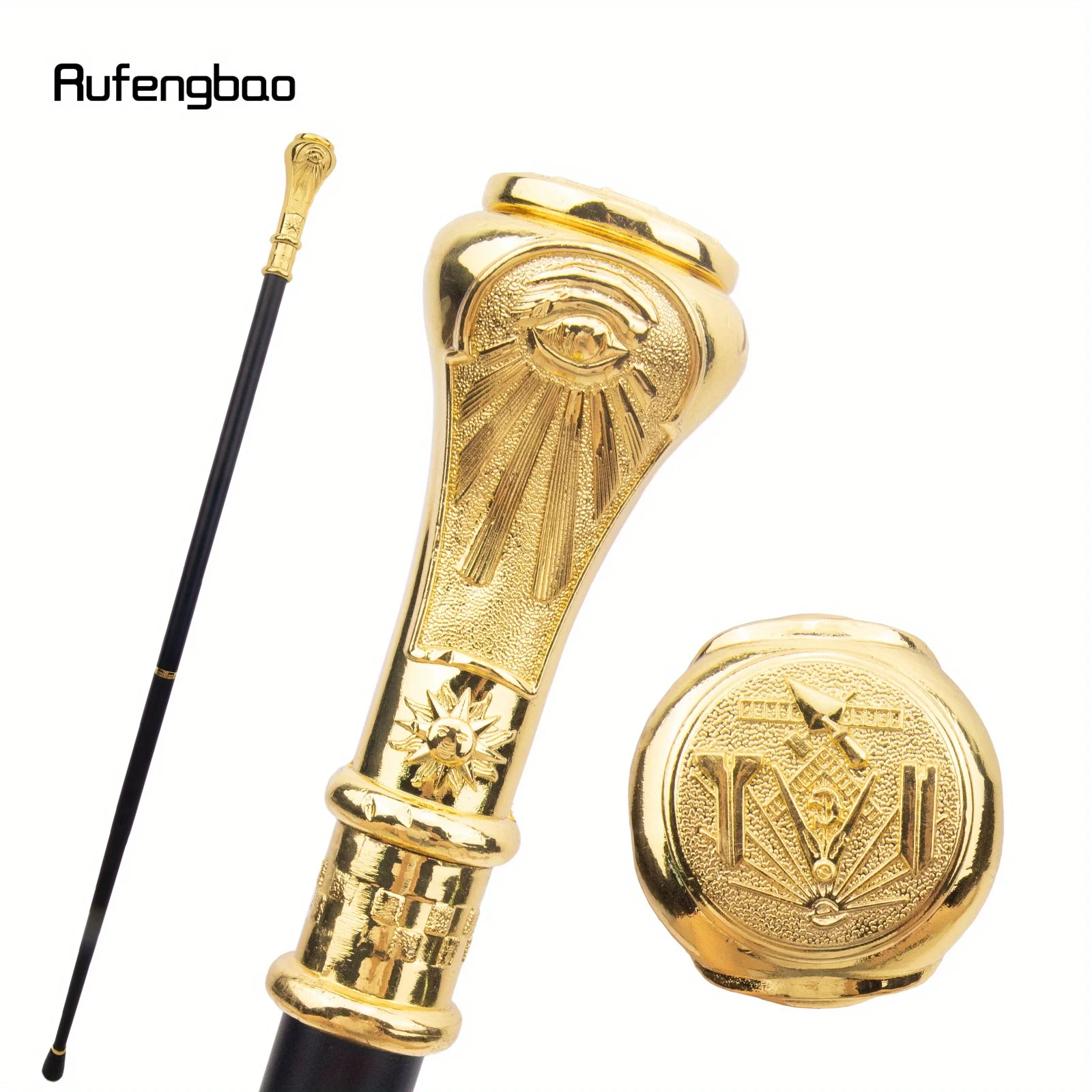 Goldener Freimaurerei-Freimaurer VG Cane Fashion Walking Stick Gentleman Crosier Knopf Walking Stick Performance Stage Cane 93cm Image