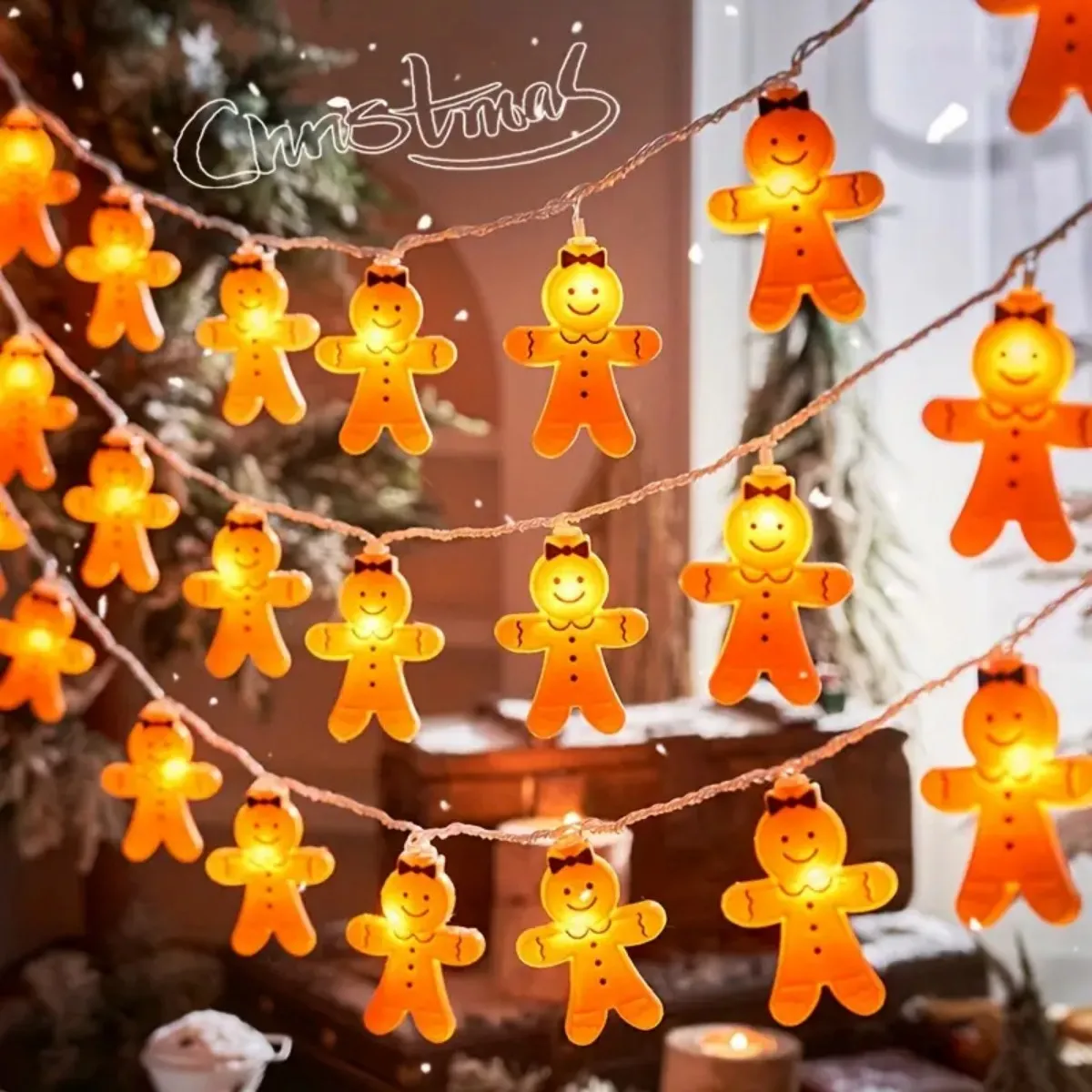 1pc 10/20 LED Ingwer Brot Weihnachten LED Lichterketten Batterie Betrieben Nette Männer Frauen Ingwer Brot Fee Lampe für Schlafzimmer Dekor