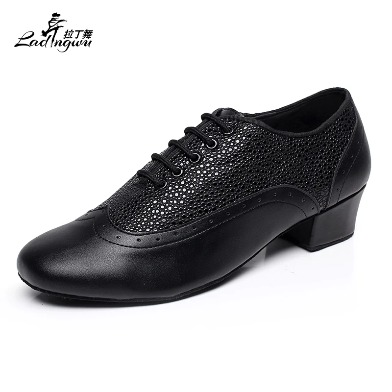 Ladingwu Neue Marke Moderne Ballsaal Tango Walzer Latin Dance Schuhe Mikrofaser Kunstleder Farbe Schwarz/Braun/rot Image