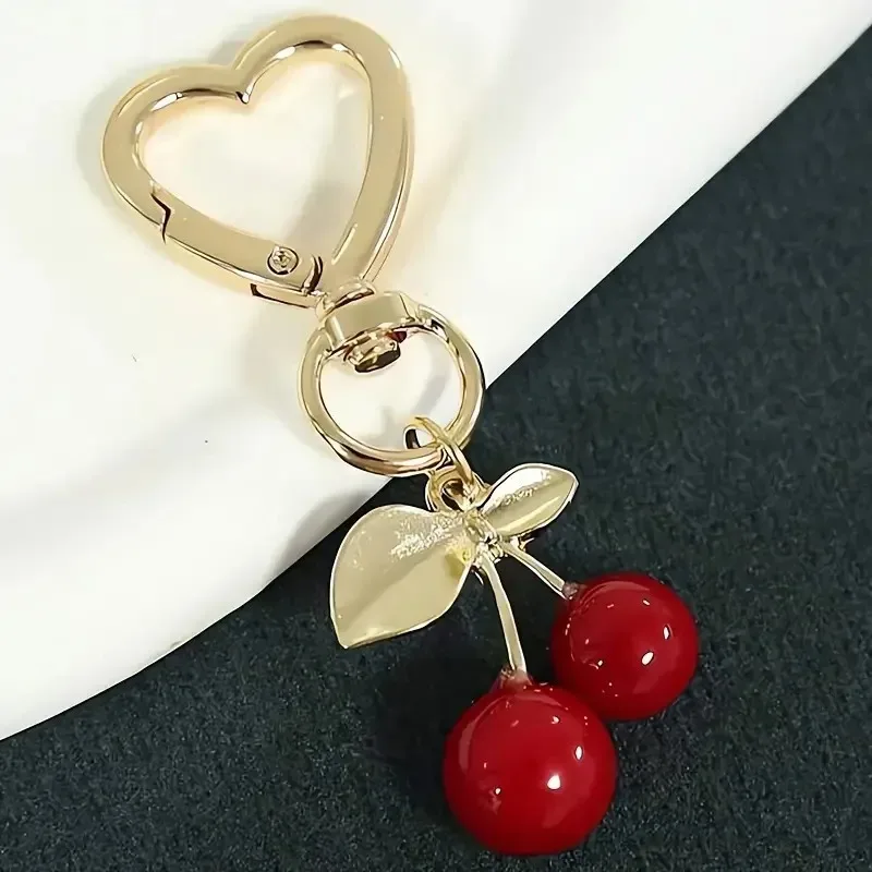 Herzförmiger Kirschblüten-Taschenanhänger, langlebiger Karabinerverschluss, DIY-Taschenzubehör, perfektes Geschenk für Frauen, romantisches Token der Liebe Image