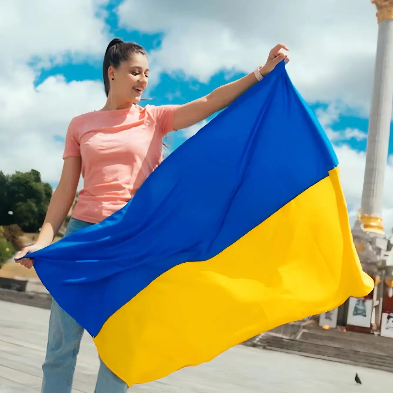 3x5Fts Blau Gelb Ua Ukr Ukraine Flagge Image