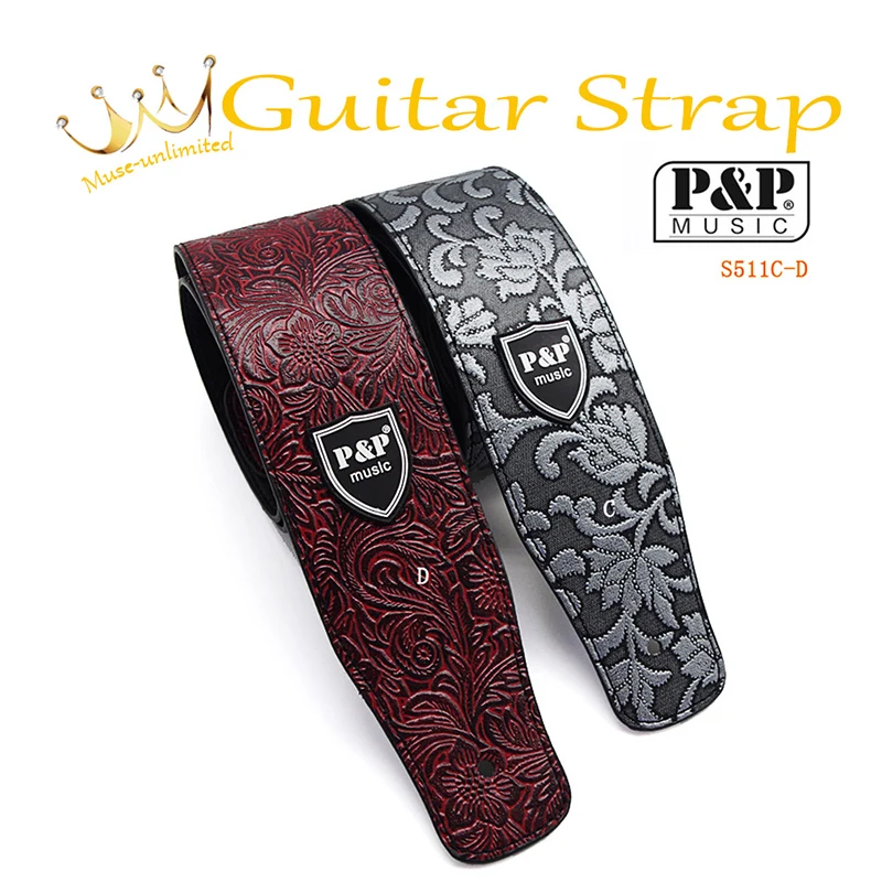 Pvsp hochwertiger leder gitarren gurt für akustische elektrische folk guita solider und langlebiger akustik gitarren gurt Image