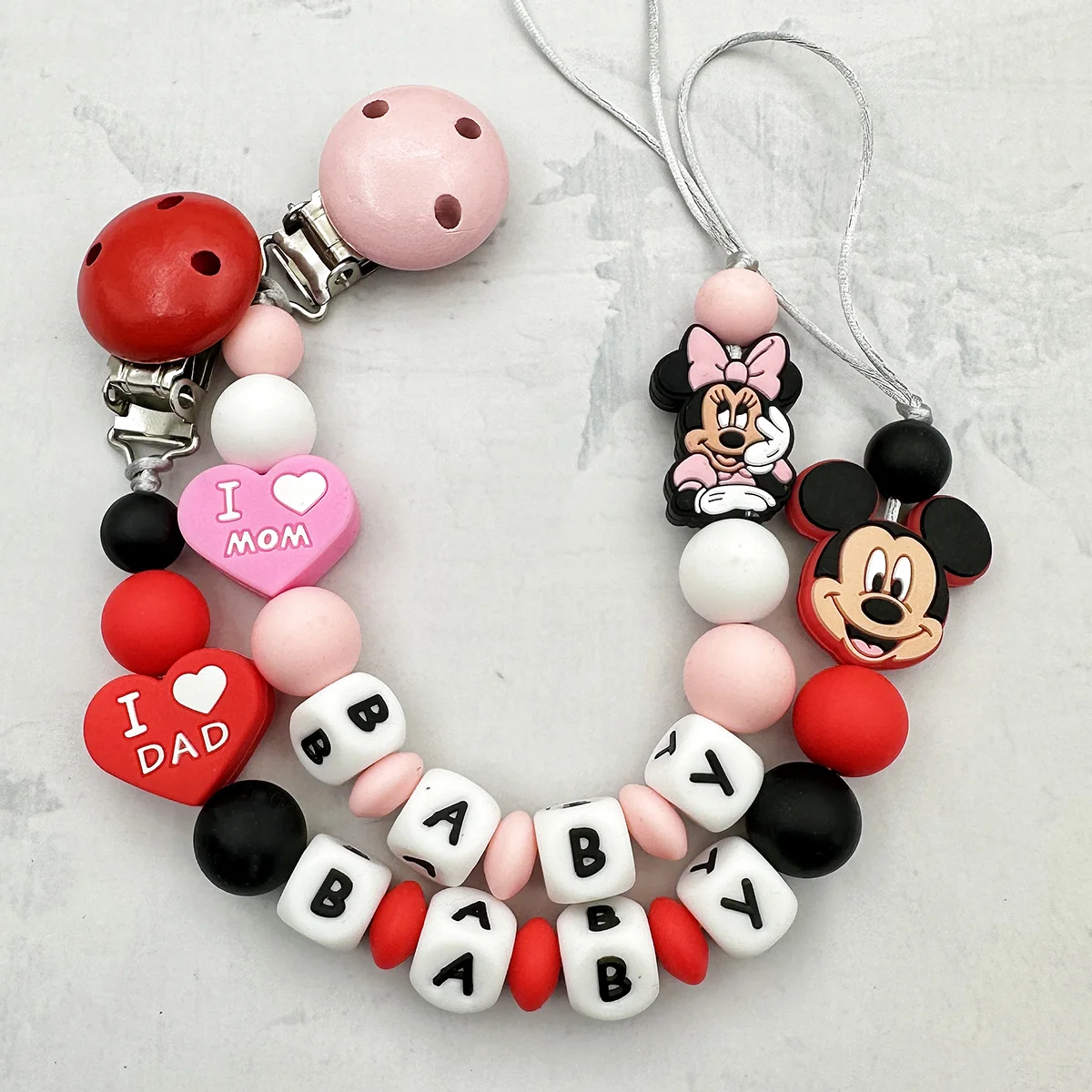 Personalisierte Englische Buchstaben Baby Silikon Cartoon Schnullerketten Halter Beißring Anhänger Zahnungshilfe Kawaii Baby Geschenk Image