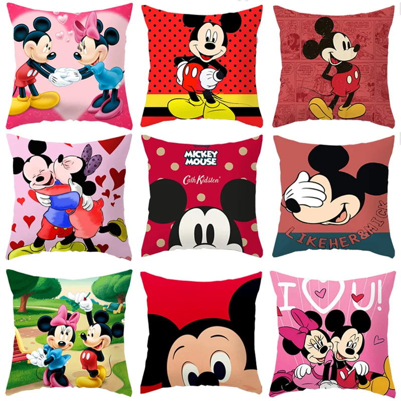 Kissenbezug, Mickey-Minnie-Maus-Kissenbezug, Cartoon-Motiv, für Jungen und Mädchen, Paar, Hochzeitsgeschenk, 45 x 45 cm Image