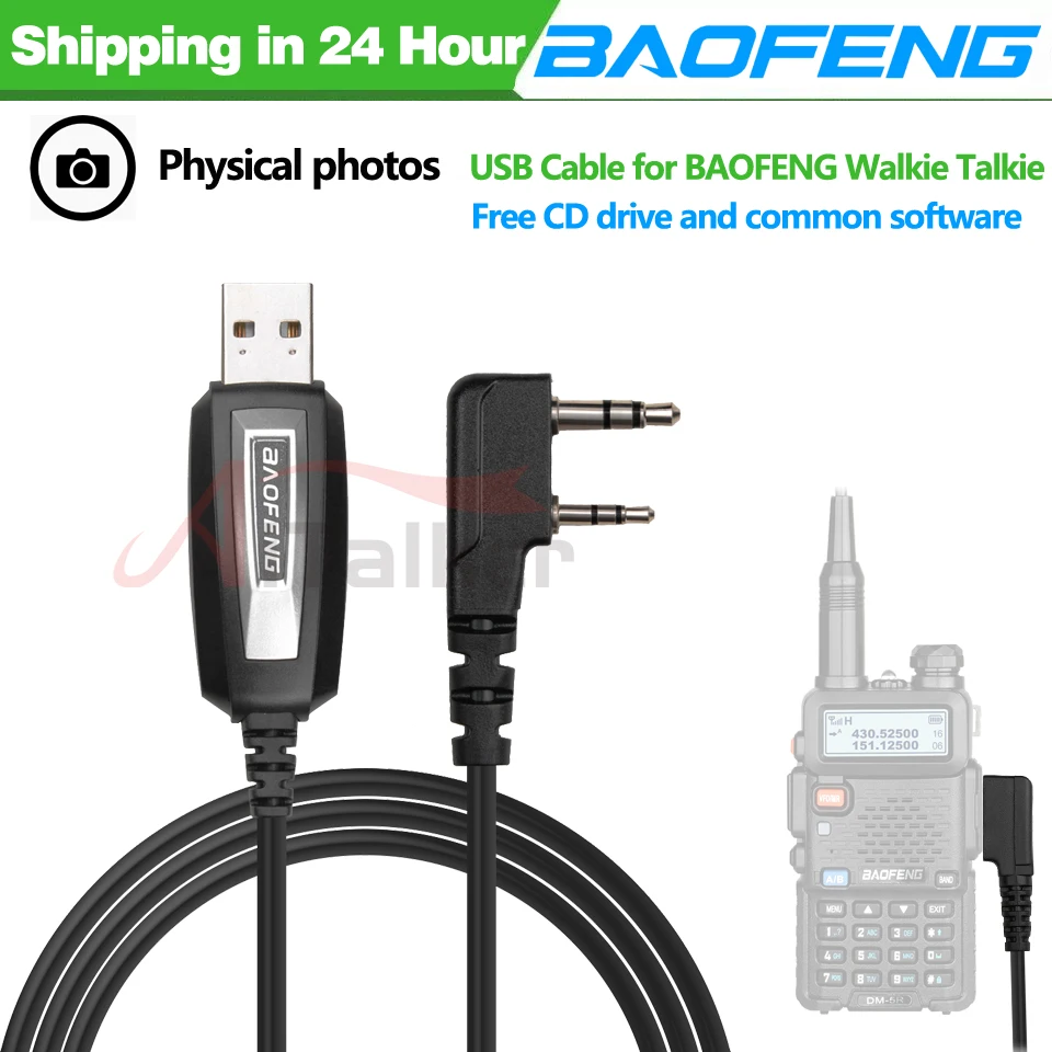 Quansheng UVK5 UVK6 UV5RPlus Original Baofeng USB-Programmierkabel mit Treiber-CD für UV-5R BF-888S UV-82 Walkie Talkie Image