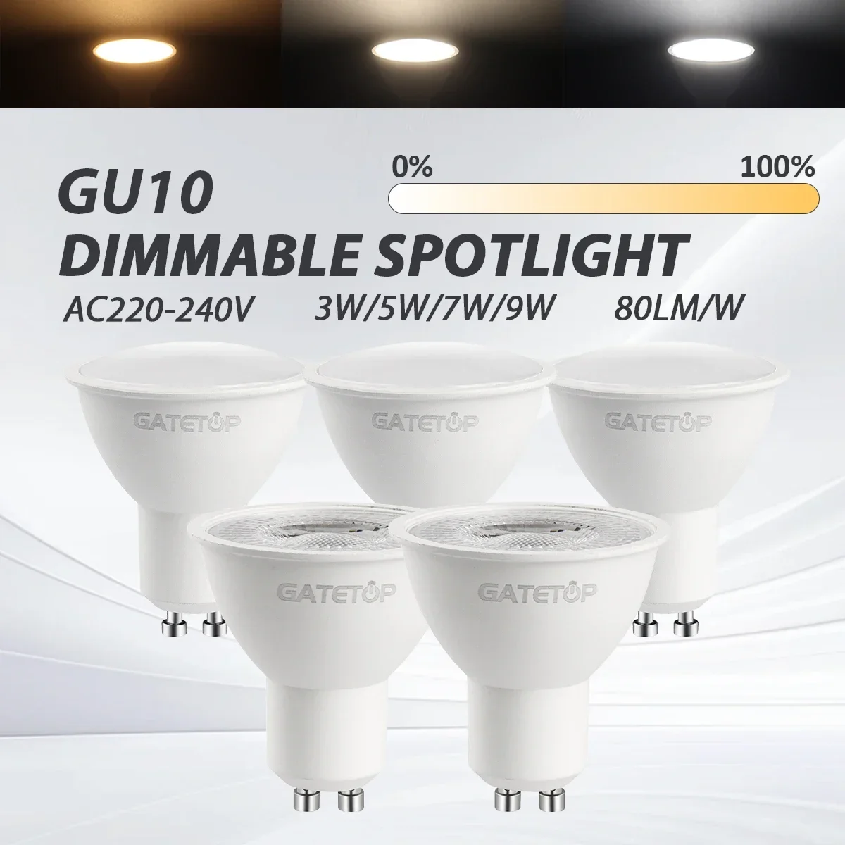 1–20 Stück GU10 LED-Lampe, dimmbar, 220 V, 3 W, 5 W, 9 W, 50 W, Halogen-Ersatz, 120 38-Grad-Strahler, warmweiß, für Küchen-Dunstabzugshaube