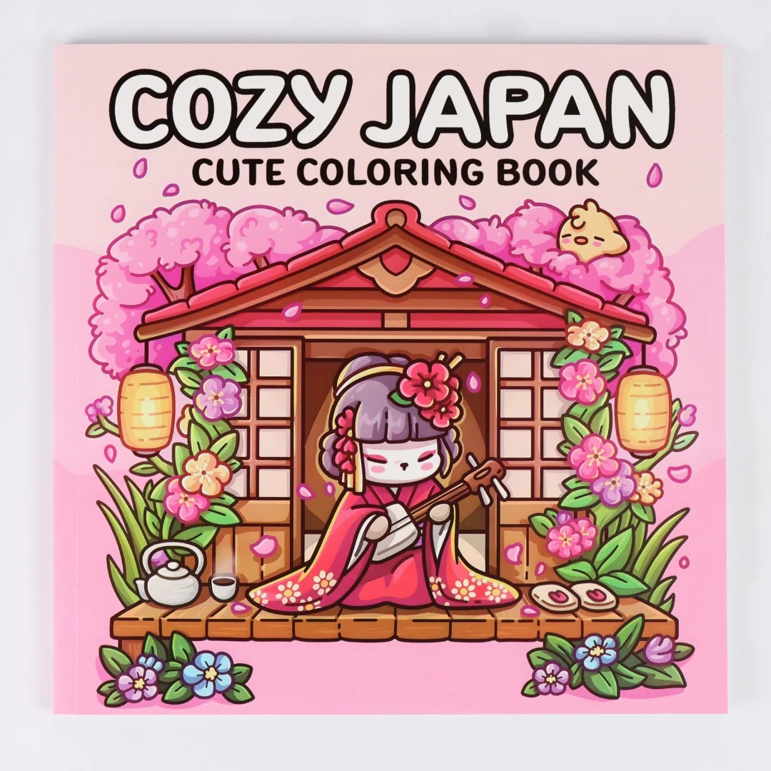 Gemütliches Japan: Niedliches Malbuch für Erwachsene und Jugendliche mit bezaubernden Charakteren und entzückenden japanischen Szenen zur Entspannung Image