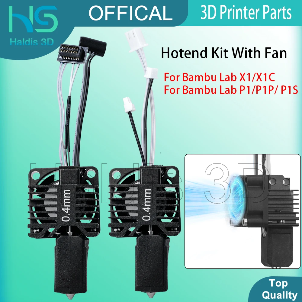 Für Bambu Lab P1 P1S P1P Verbesserte Hotend Kit Mit Lüfter 0,4mm Gehärtetem Stahl Düse Hot End Für Bambulab X1 X1C 3D Drucker Teile Image