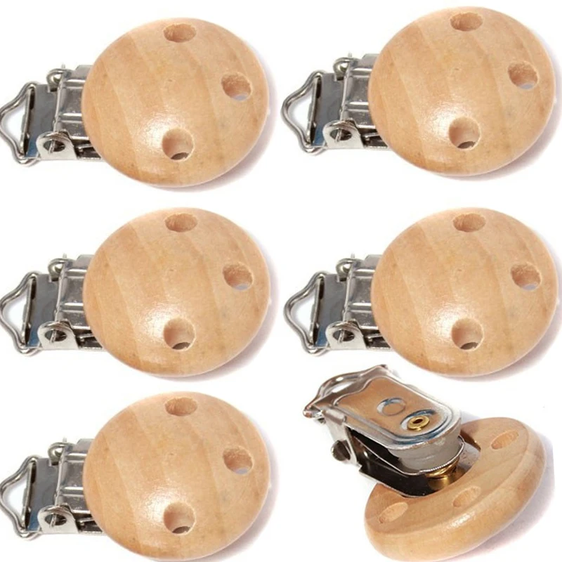 5/10 Stück Baby-Schnullerclip-Halter aus Holz, Beißring, Fütterungshilfe, Nippelhalter, Schnullerkette, Zubehör für Säuglinge Image
