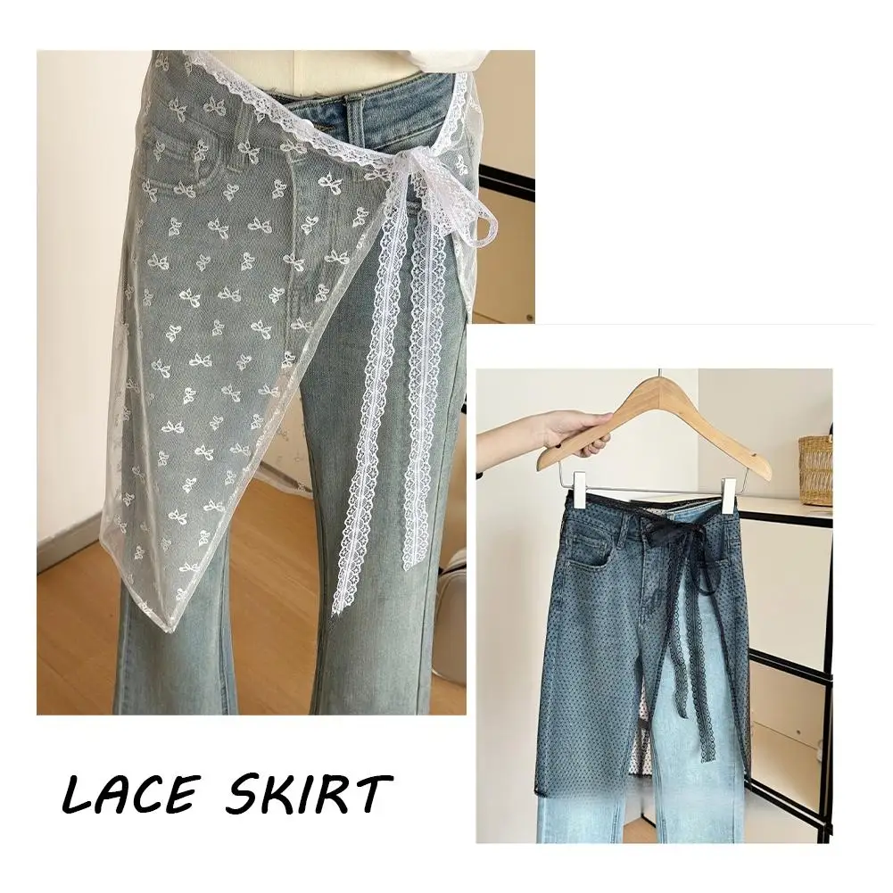 1 Stück koreanische Blumen stickerei Spitze Schicht tragen einzelne Vorhang Hintern in Gaze mit Stück halben Rock Körper y7e9 Image