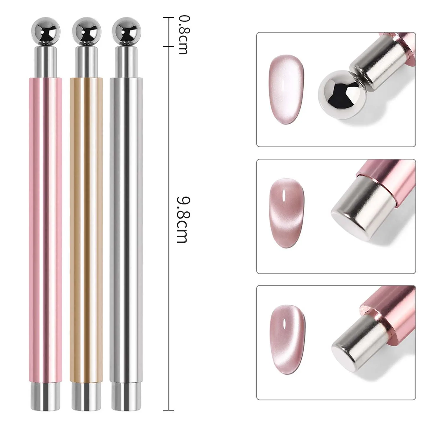 Nail art Nagel Magnetische Stick Cat Eye Magnetische Kugel Aluminium Griff Zylindrische UV Gel Magnet Werkzeuge Doppel Ende Nagel Design Werkzeuge Image