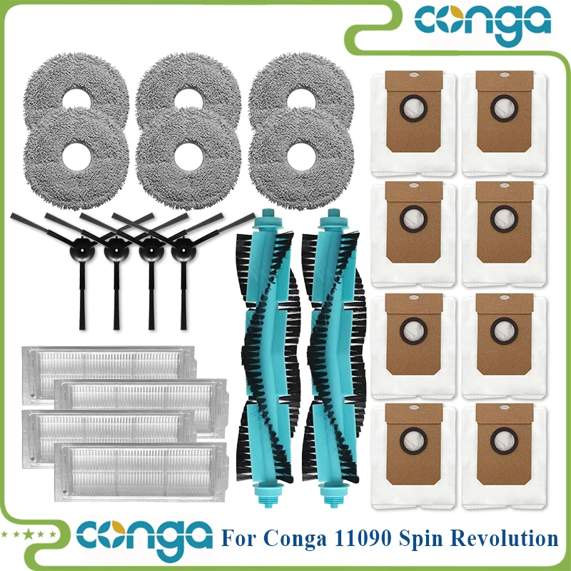 Fit Für Cecotec Conga 11090 Spin Revolution Roboter Vakuum Teile Roller Seite Pinsel Hepa-Filter Mopp Tuch Lappen Staubbeutel accesorios Image