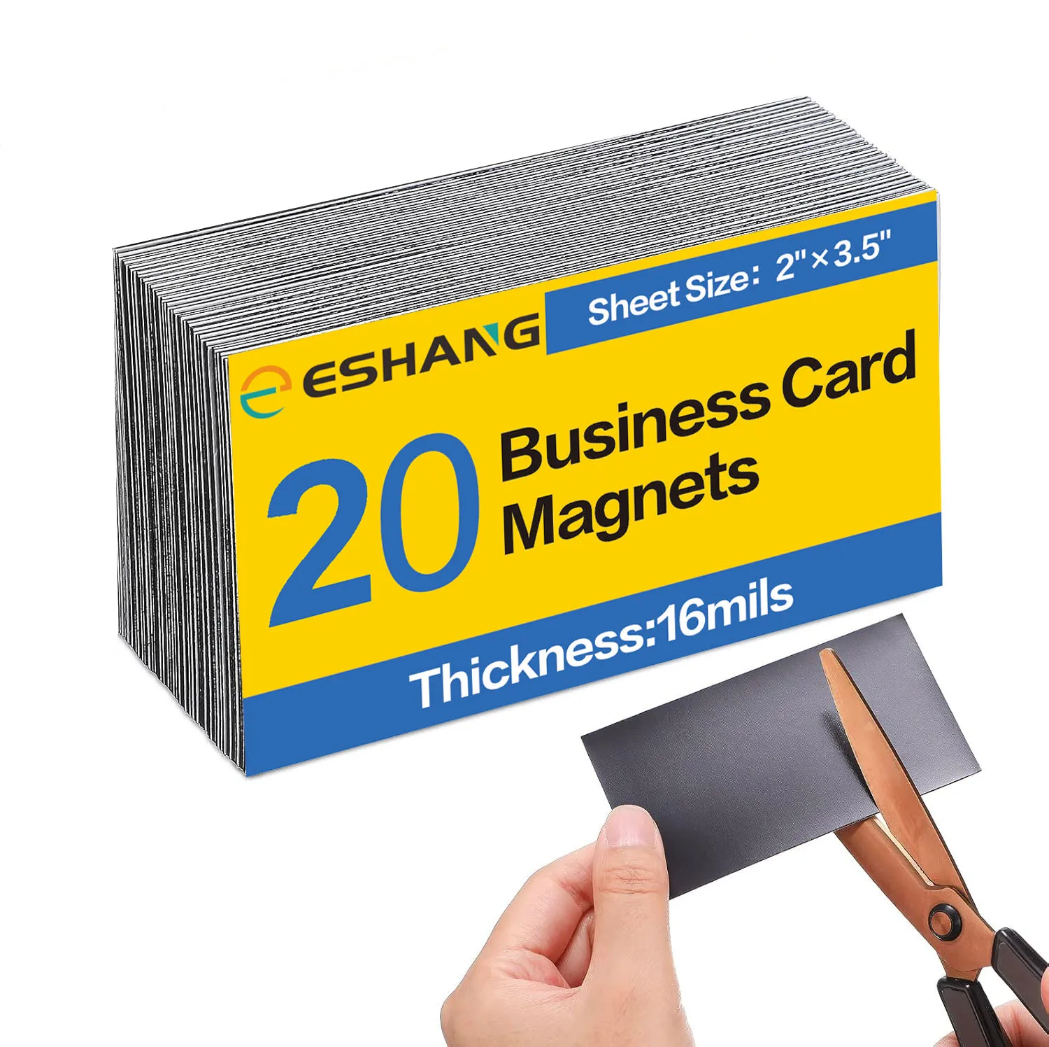 ESHANG 20 Blatt 2 x 3,5 Zoll selbstklebende magnetische Visitenkarten-Magnetaufkleber zum Abziehen und Aufkleben für Geschäftsprofessionelle Image