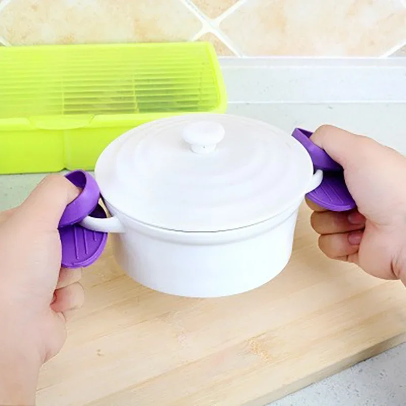 2PCS Silikon Isolierte Finger Abdeckungen Ofen Mikrowelle Isolierte Handschuhe Hohe Temperatur Beständig Verdickte Isolierte Matte Geschenk Image
