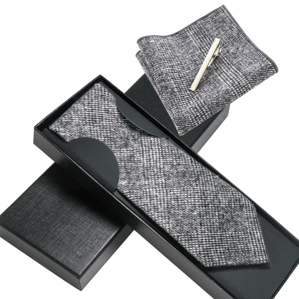 EASTEPIC Krawatte Sets Einschließlich Clips und Handkerchieves Wolle Krawatten für Männer in Freizeit Anzüge Hochzeit Zubehör in Geschenk Boxen Image