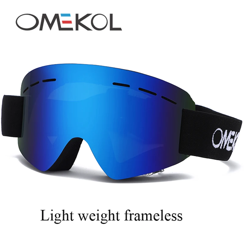 OMEKOL Rahmenlose leichte Antibeschlag-Skibrille Schnee Snowboard Brille Schneemobilmaske Image