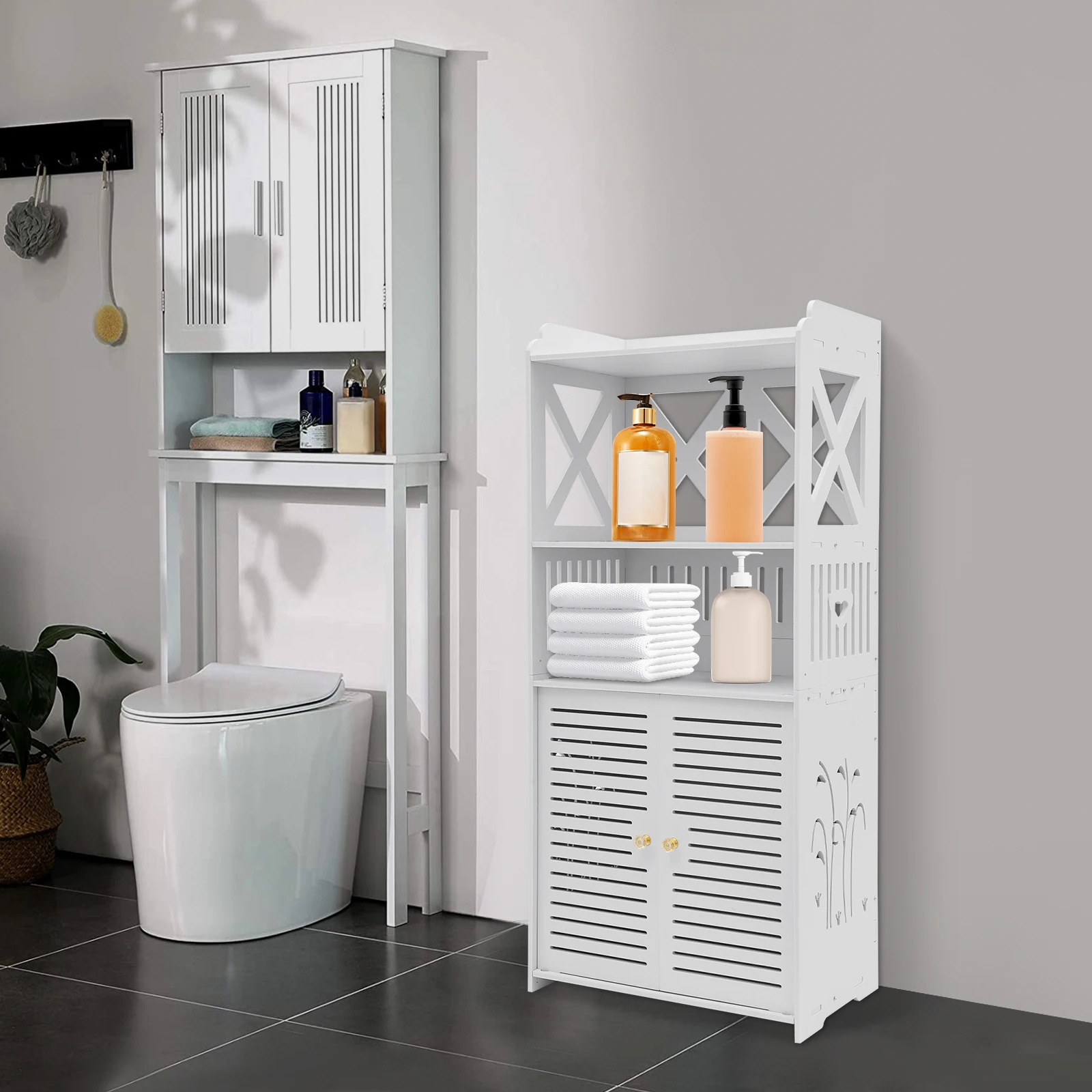 40 * 25 * 90 cm weißer Badezimmerschrank, PVC-Badezimmerschrank, WC-Seitenschrank, geeignet zum Aufbewahren von Taschentüchern, Shampoos