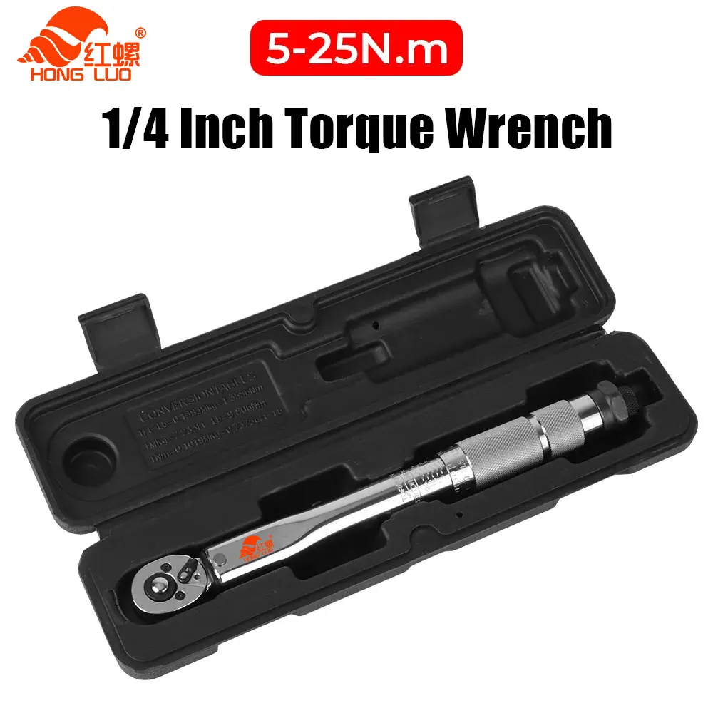 5-25 N.m Mikrometer Auto Motorrad Demontage Werkzeug Professionelle Einstellbare Drehmomentschlüssel 1/4'' Antriebsschlüssel Hand Werkzeug 3/8 Adapter
