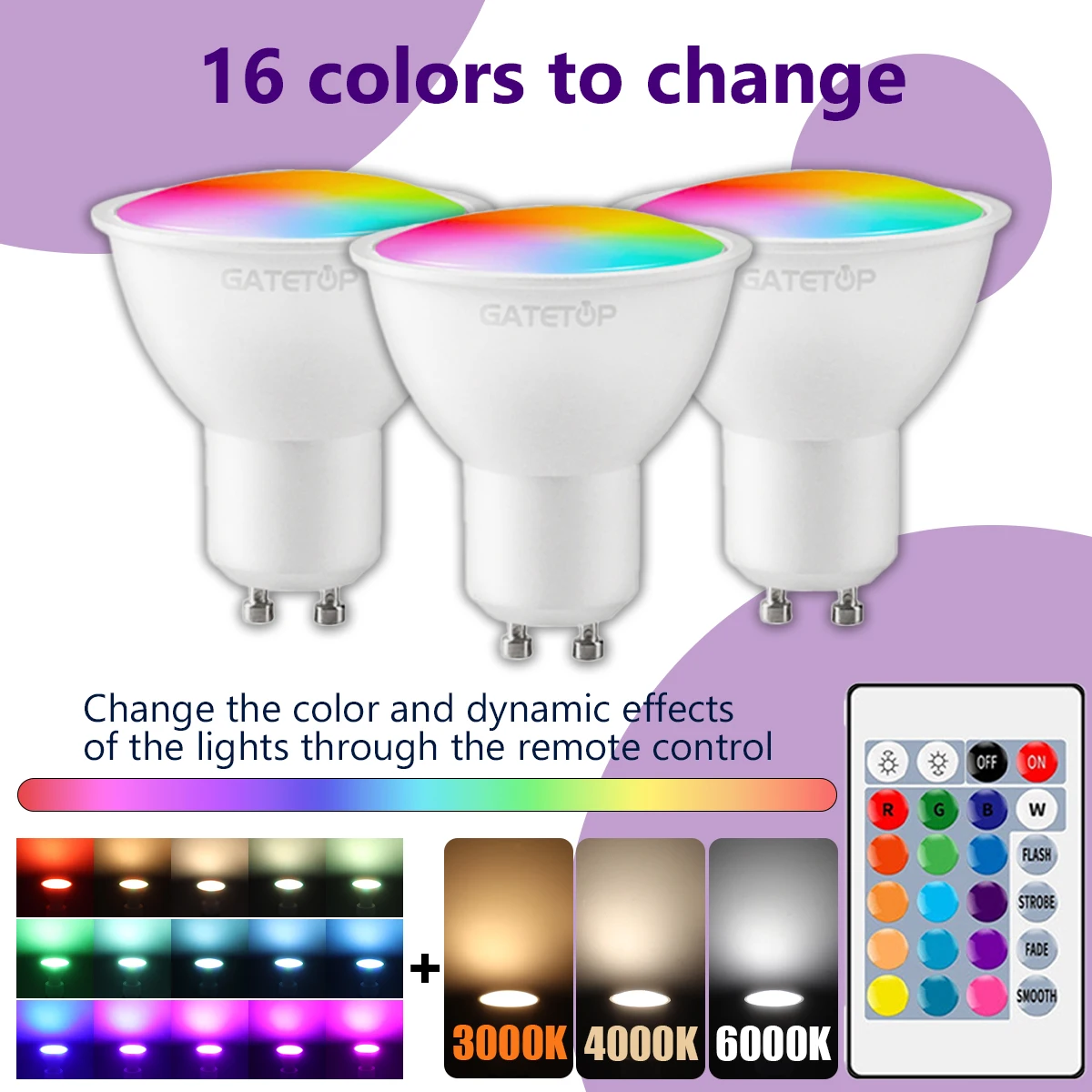 1-10PCS RGB GU10 LED Strahler Birne 24 Schlüssel Fernbedienung Dimmbar 6W AC220V 110V Bunte Änderung für Schlafzimmer Wohnzimmer Lampe