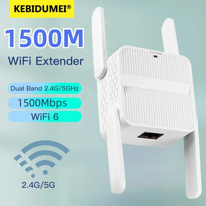 5 GHz AX1500 WiFi 6 Repeater 1500 Mbit/s Extender Signal Booster Dual Band 2,4 G/5 GHz Wi-Fi Signal Verstärker Long Range Netzwerk Einfach Image