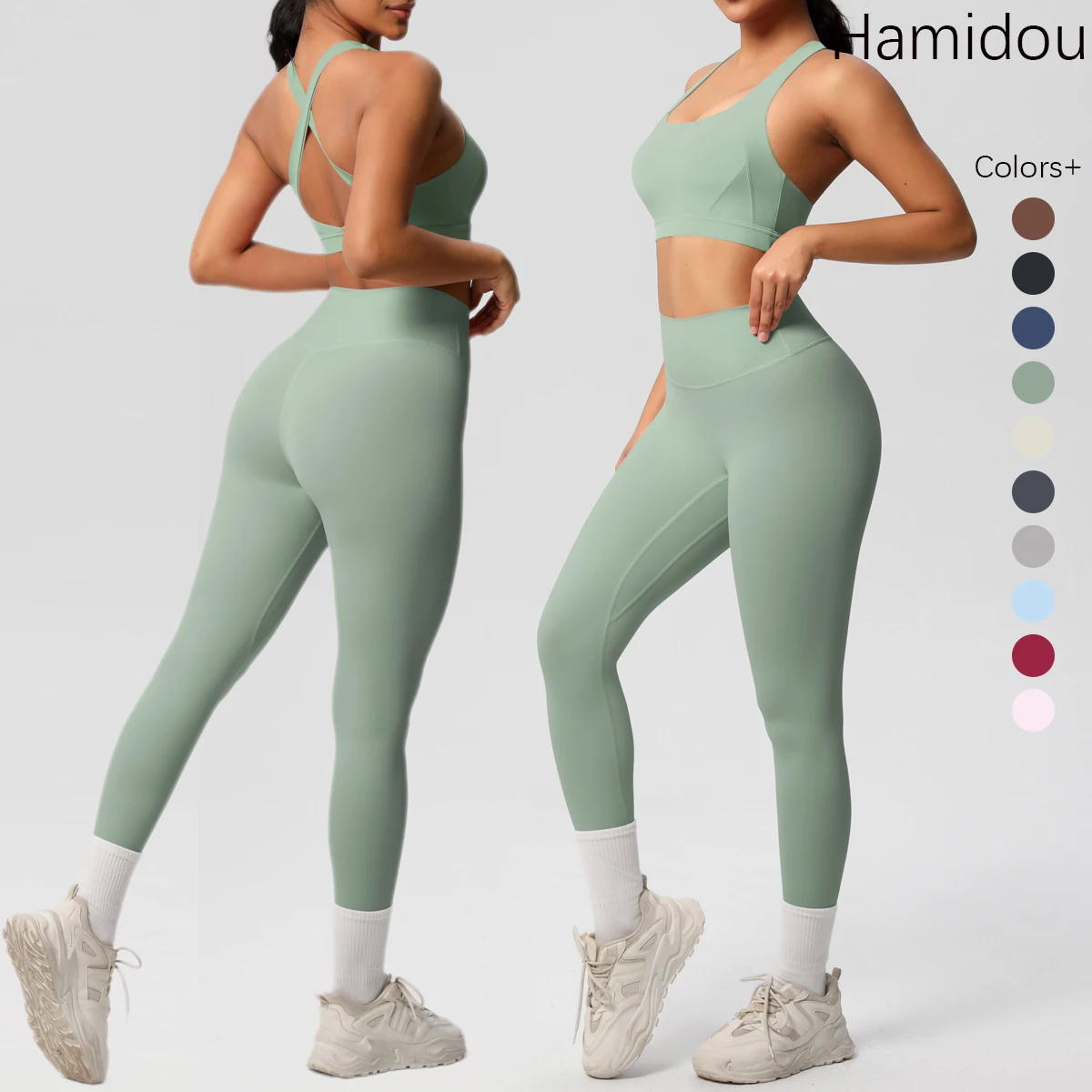 Frauen 2 stücke Patchwork Sport Yoga Anzug Training Ärmellose Sport Gym Tops Bauch-steuer Abnehmen Booty Leggings Yoga Anzug Sport Image