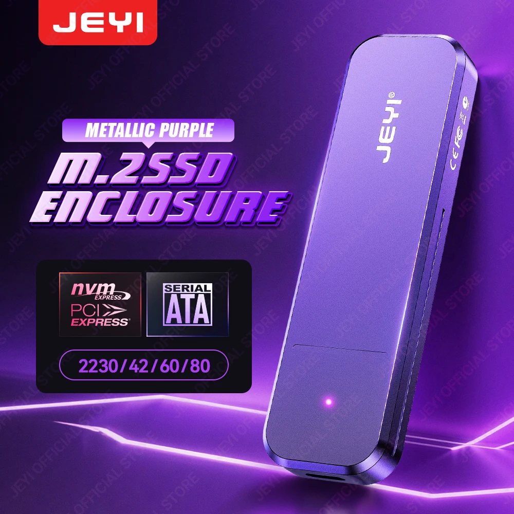 JEYI M.2 SSD (10 Gbit/s) Aluminiumgehäuse mit NVMe/SATA Dual-Protocol-Unterstützung | USB 3.2 | Unterstützt 2230/42/60/80 SSDs | UASP+TRIM Image