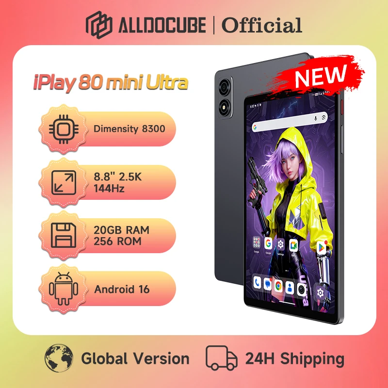 ALLDOCUBE iPlay 80 mini Ultra Gaming Tablet 8,8 Zoll 2,5K 144Hz Dimensity 8300 20GB RAM 256GB ROM Android 16 7200mAh 5G LTE Tablet Image