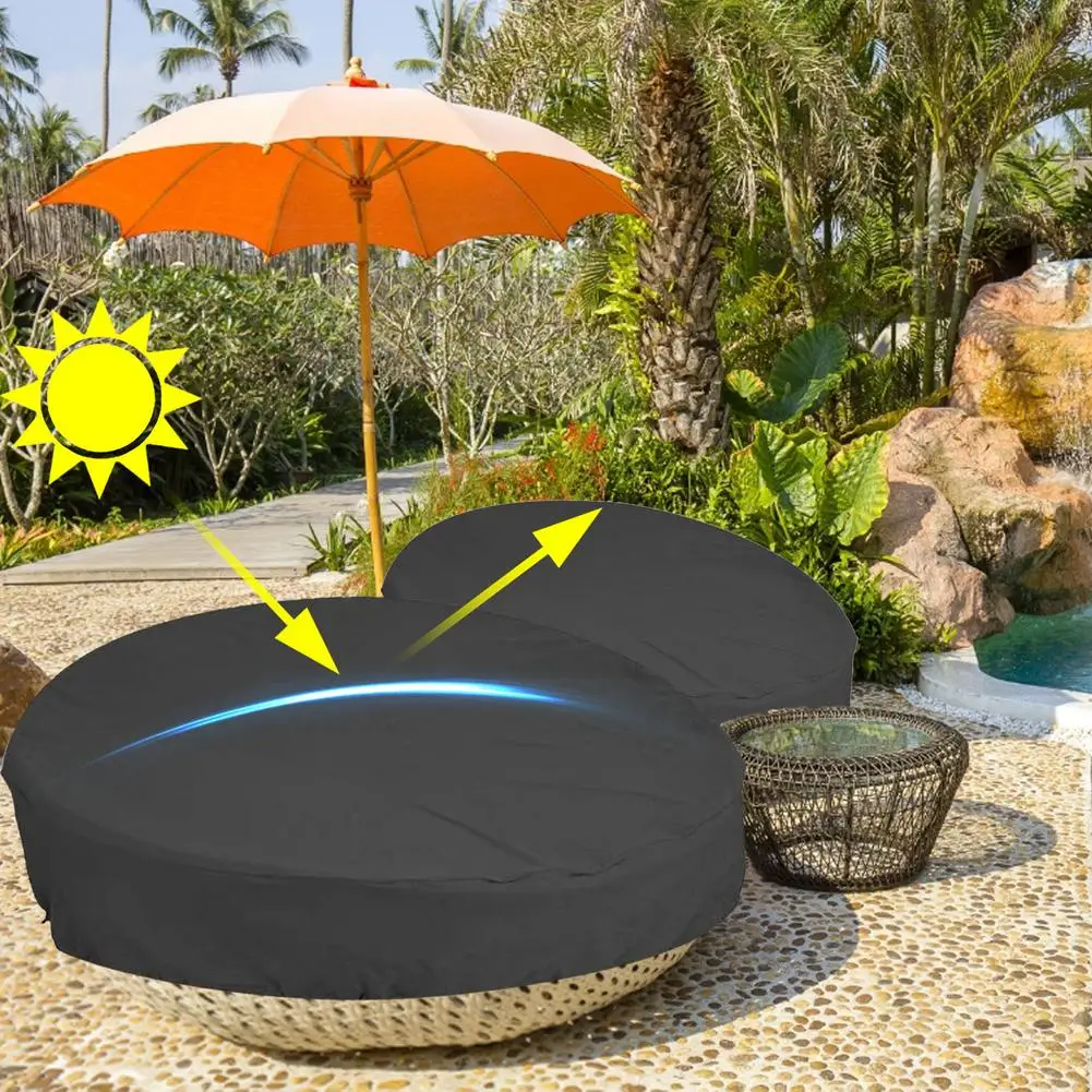 210D Oxford Tuch Schwarz Runde Möbel Abdeckung Tisch Abdeckung Outdoor Runde Wasserdichte Daybed Abdeckung Staubdicht Garten Möbel Abdeckung