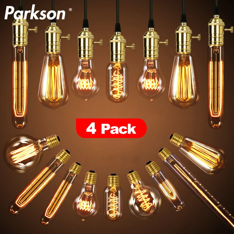 4 teile/los Retro Edison Glühbirne E27 220 V 40 W ST64 G80 G95 T10 T45 T185 A19 A60 Filament Licht vintage Ampulle Edison Lampe Image