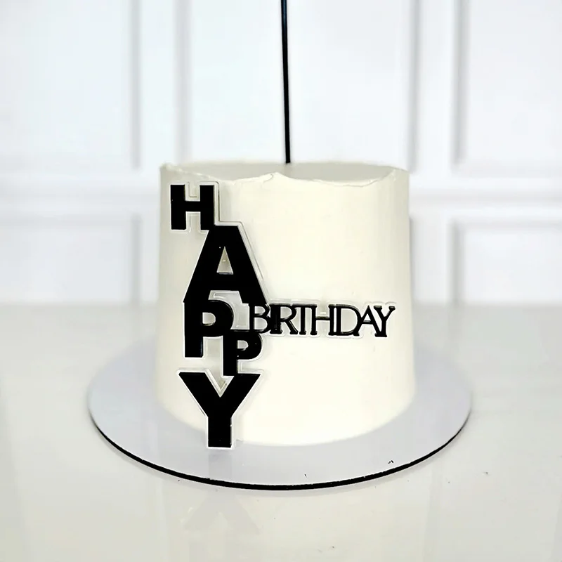 Neue Gold Alles Gute zum Geburtstag Acryl Kuchen Topper Silber Doppelschicht Alles Gute zum Geburtstag Kuchen Topper für Geburtstag Party Kuchen Dekorationen Image