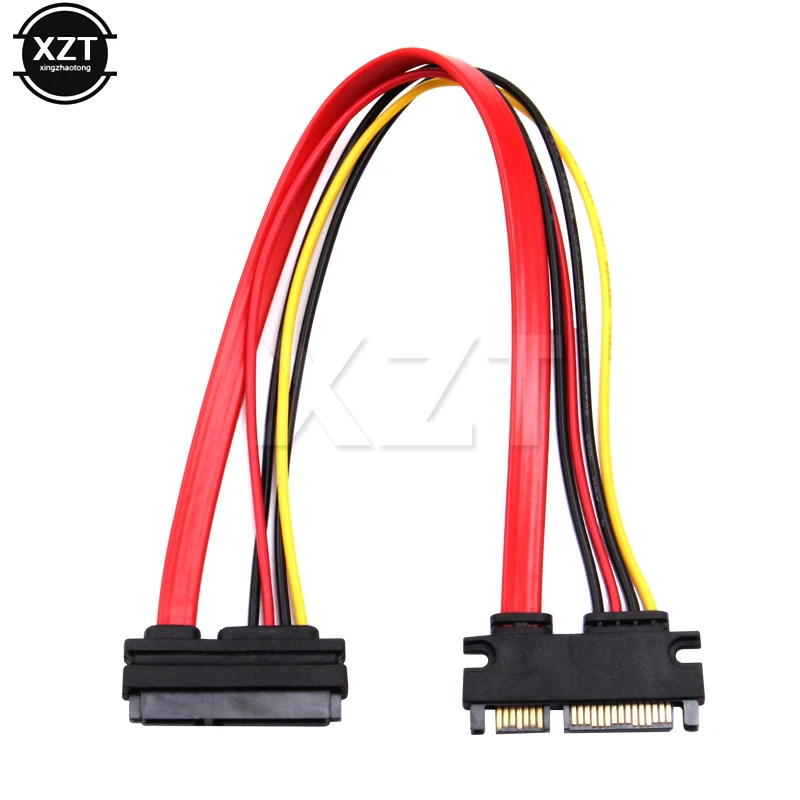 Neueste 0,3 M 22Pin SATA Kabel Stecker auf Buchse 7 + 15 22 Pin Serial ATA SATA Daten Power Combo verlängerung Kabel Stecker Konverter Image