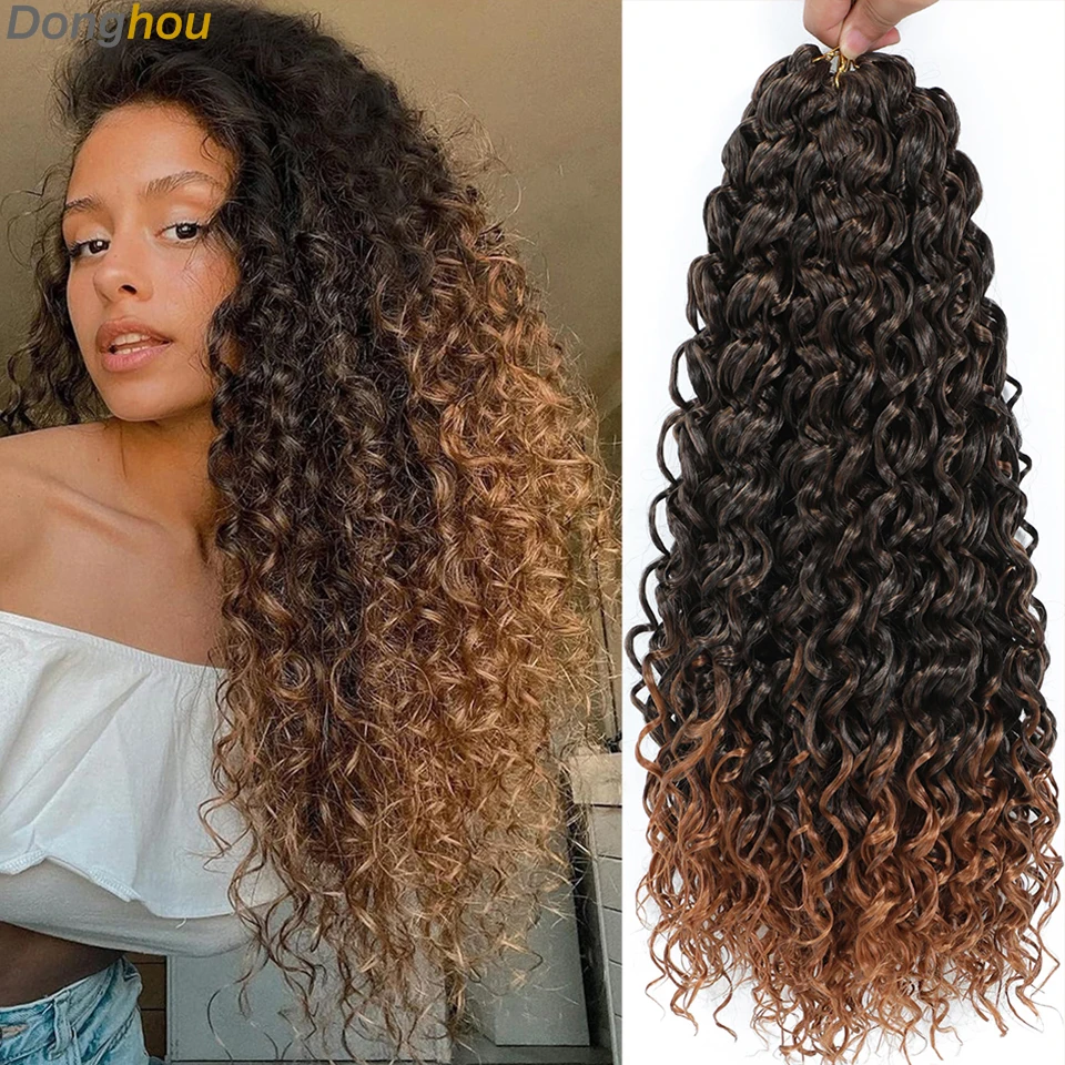 Beach Curl Häkeln Haar Gogo Curl Häkeln Haar 18 Zoll Ombre braun blonde Bug Ingwer T30 synthetische Deep Wave Twist Häkeln Geflecht Image