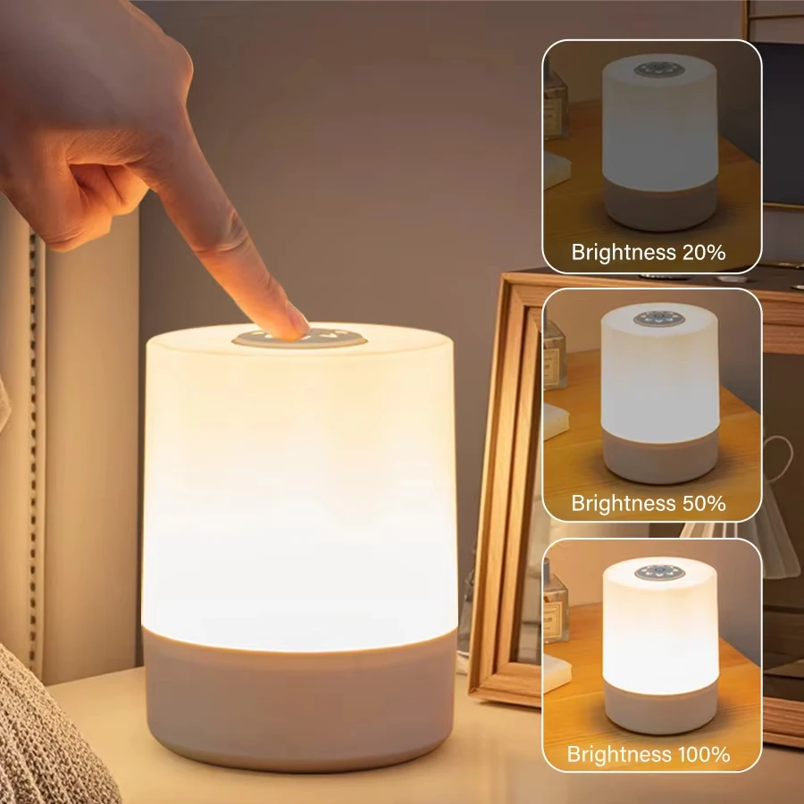 Nacht LED Touch Nacht Lichter Dimmbare Wiederaufladbare Desktop Tisch Lampe Für Lesen Schreibtisch Schlafzimmer Nacht Dekoration Beleuchtung Image
